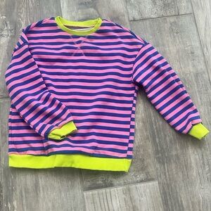 Striped Pink and Blue Sweater with Neon Accents